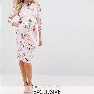 ASOS Maternity Dress Puff Sleeves Floral Print